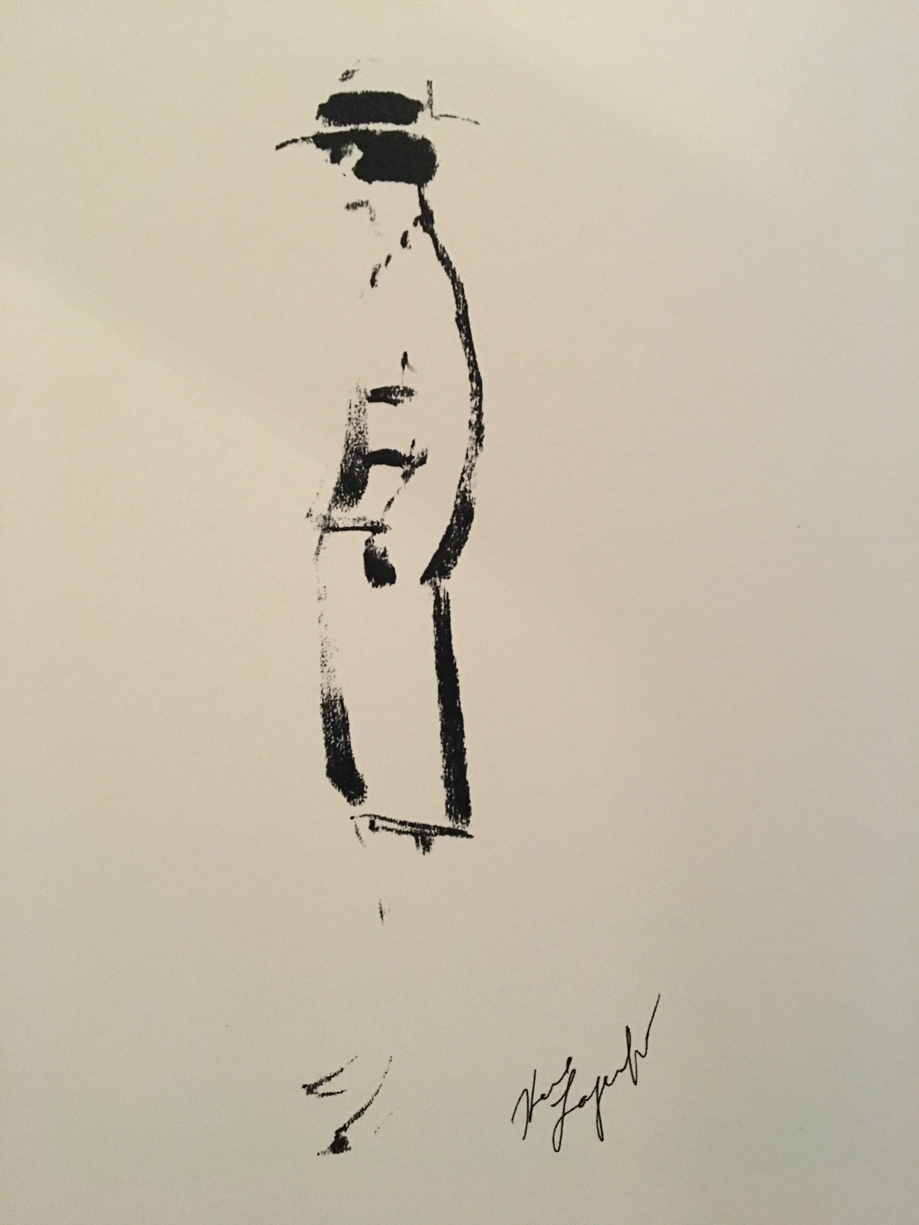 Chanel: fashion illustration representing the silhouette of Coco Chanel by Karl Lagerfeld