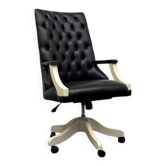 Large Classic English White Chesterfield Office Chair