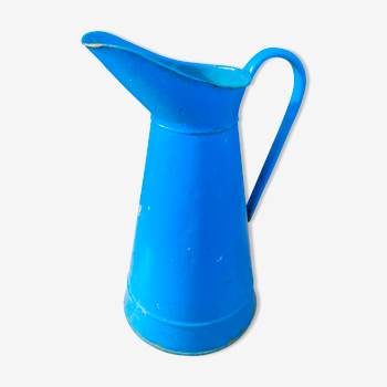 Vintage blue enamelled metal pitcher