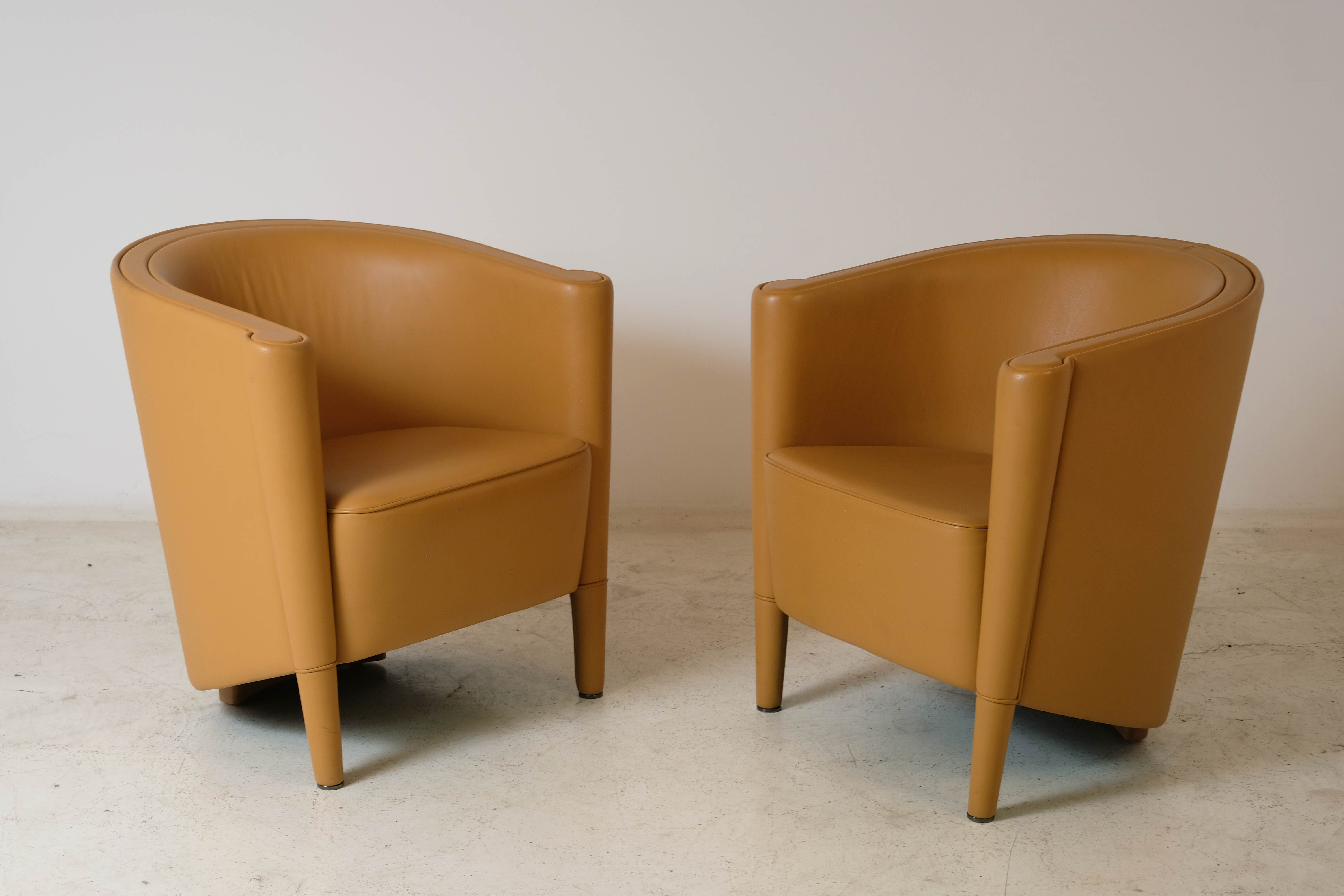 Pair of "Rich" leather armchairs by Antonio Citterio, Moroso edition, 1989