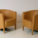 Pair of "Rich" leather armchairs by Antonio Citterio, Moroso edition, 1989