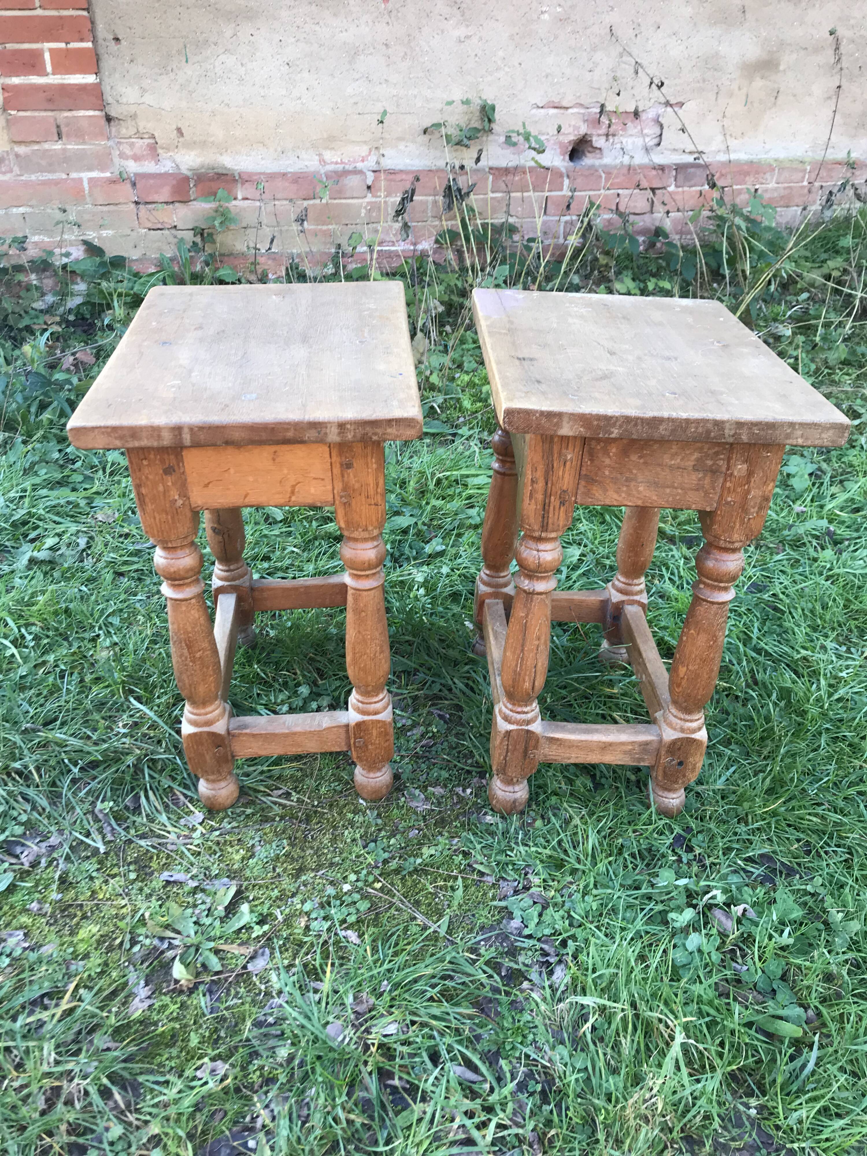 Pair of Louis XIII oak stools