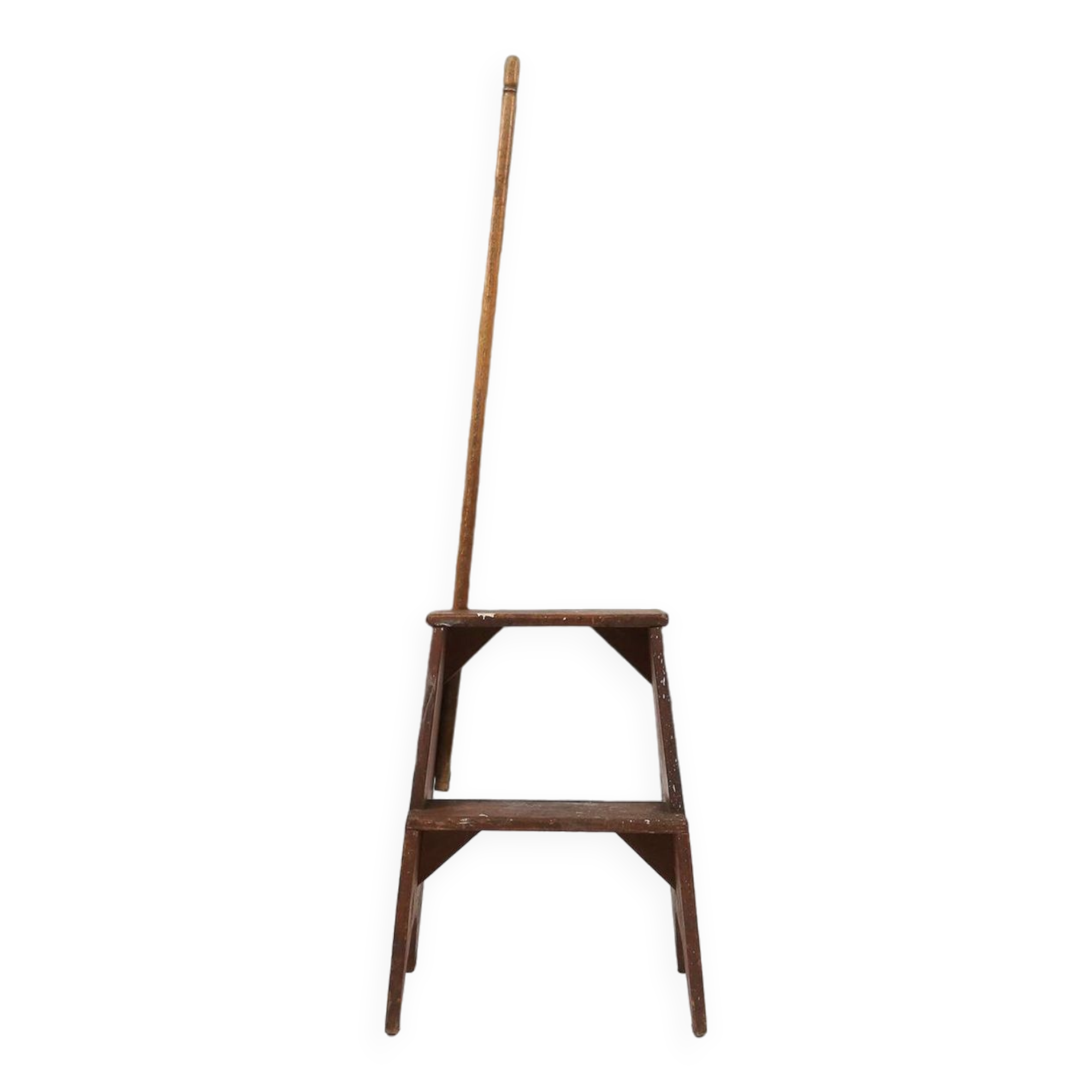French Industrial Wooden Stepladder, 1900s