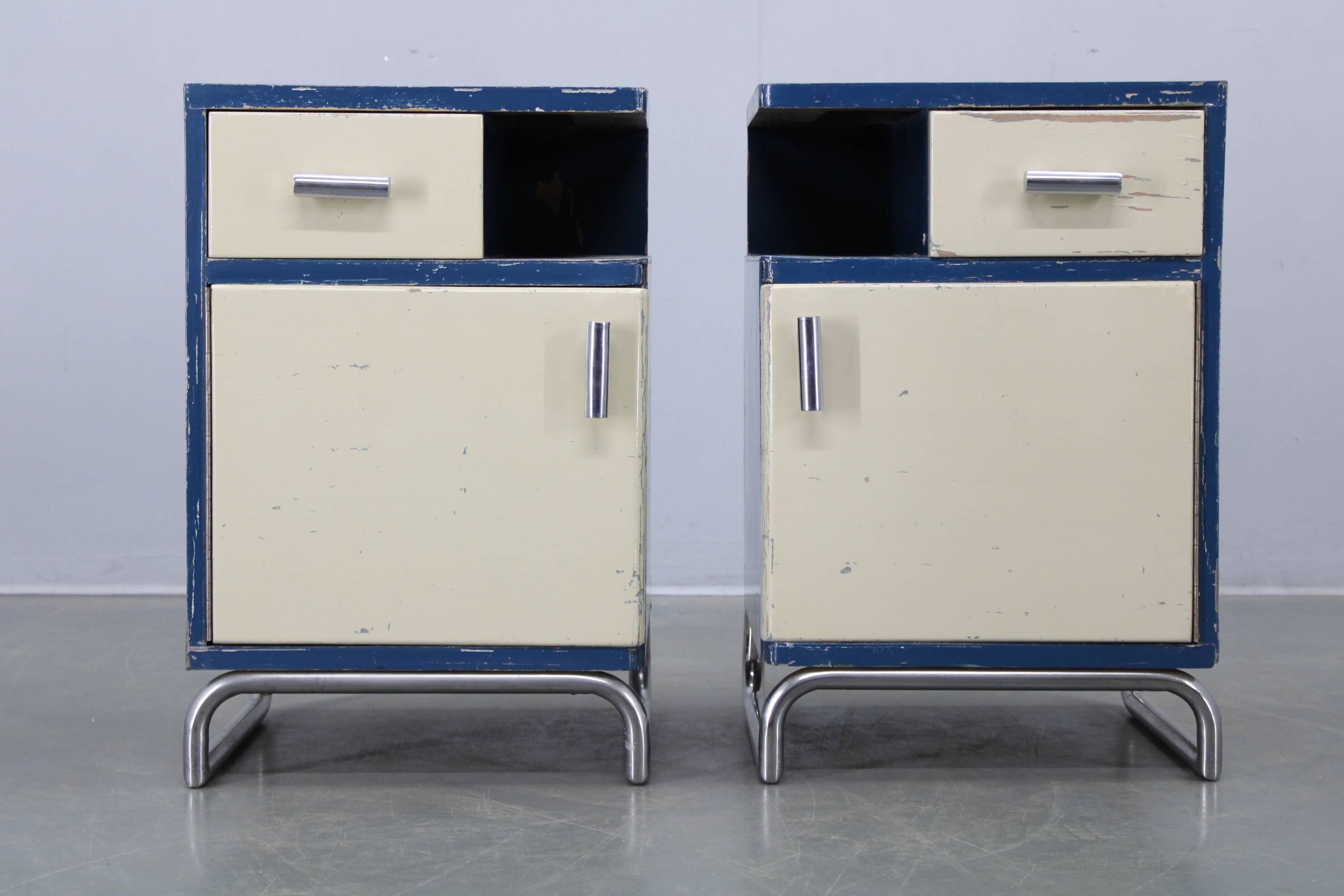 Pair of Bauhaus nightstands, Czechoslovakia, 1930s