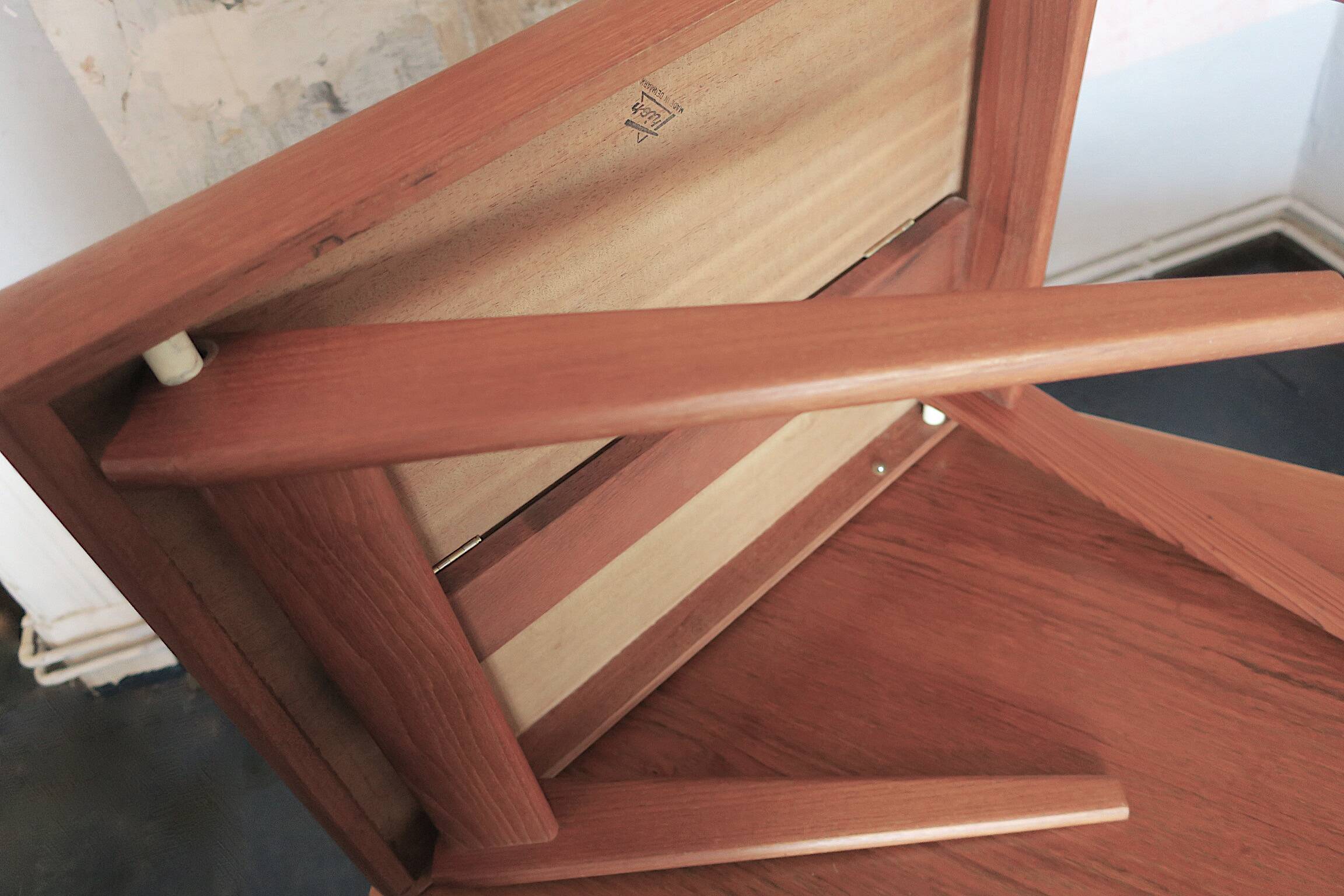 Teak coffee tables and tray by Johannes Andersen for Trioh, Denmark 1960s