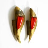 Two original Mid Century Modern brass sconces