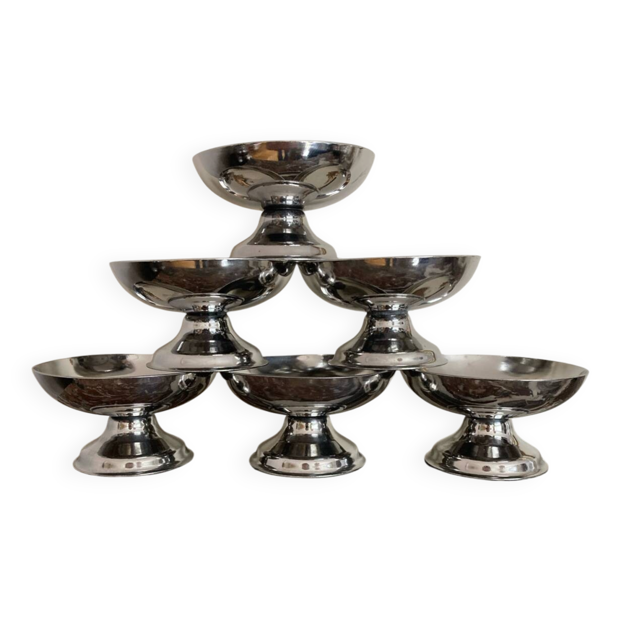 6 stainless steel ice cream bowls