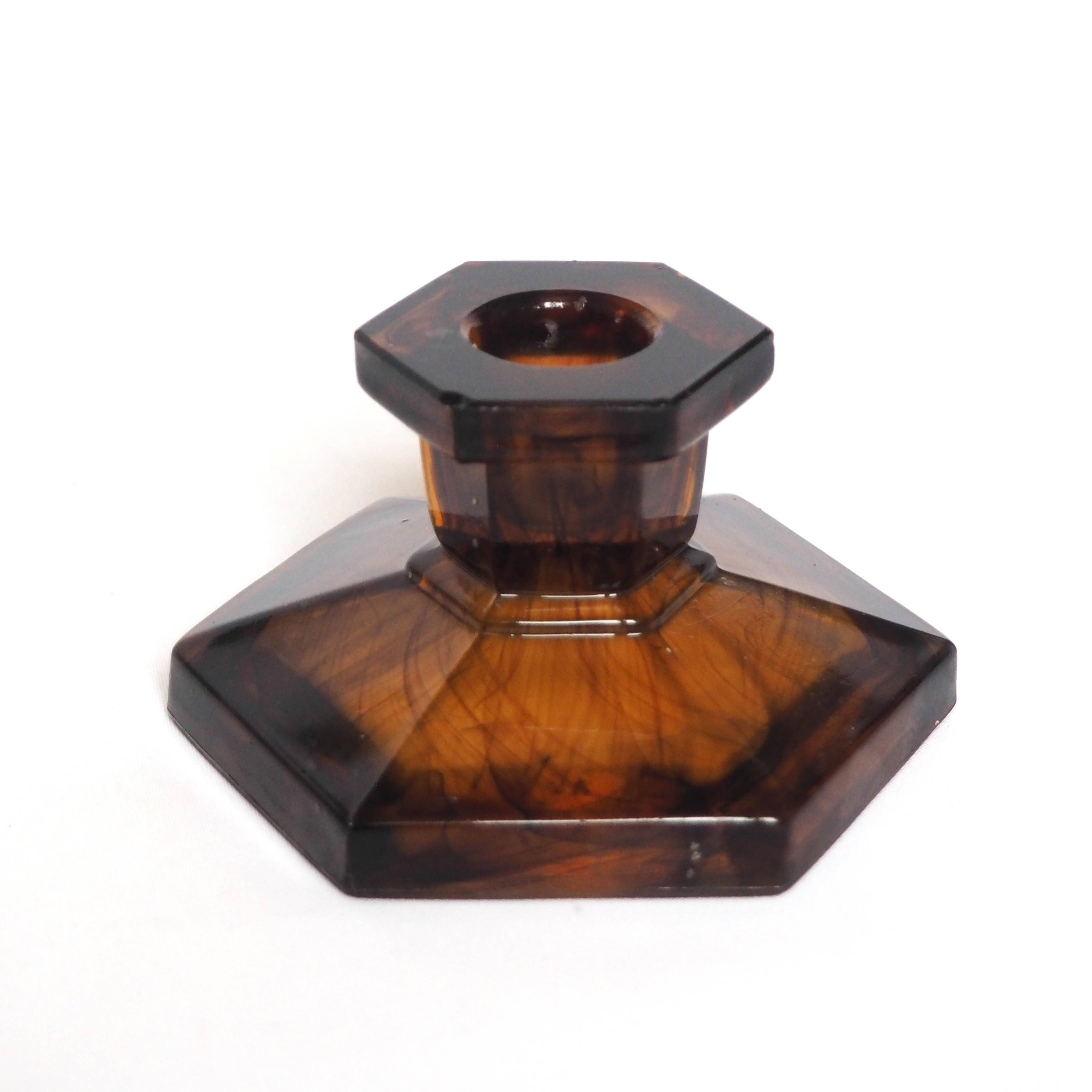 Davidson amber glass candle holder