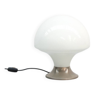 Lampe de table en verre oplain et chrome, années 1970