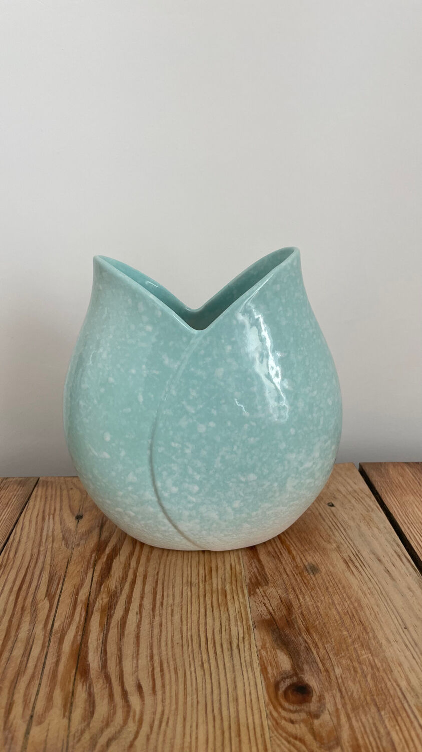 Sky blue ceramic vase