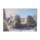 HST painting "Country part with bell tower" signed 19th century
