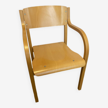 Beech armchair in curved wood