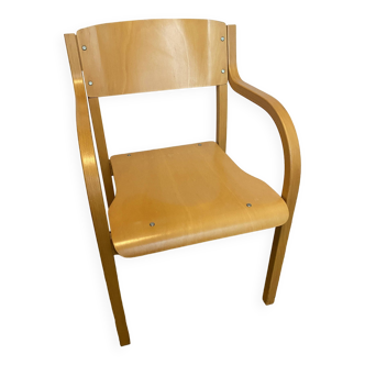 Beech armchair in curved wood