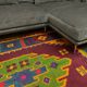 Handwoven vintage accent geometrical rug, colorful wool, Romanian carpet 230x160cm