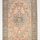 Tapis persan vintage saumon et ivoire, médaillon floral noué main,182x284Cm