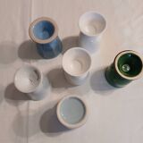 6 mismatched old egg cups