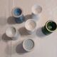 6 mismatched old egg cups