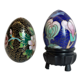 Vintage cloisonné enamelled eggs