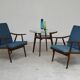 Pair of blue boomerang armchairs by Antonin Suman for Ton (Thonet) 1960