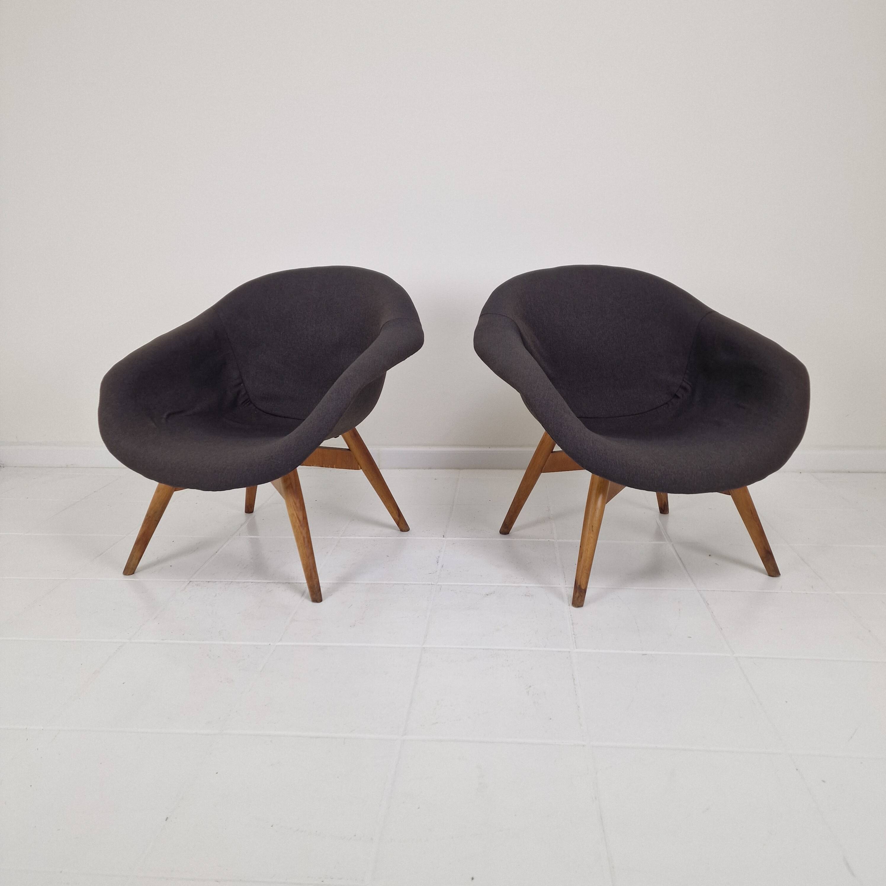 Set of 2 Bucket Lounge Chairs by Miroslav Navrátil for Vertex, 1960's