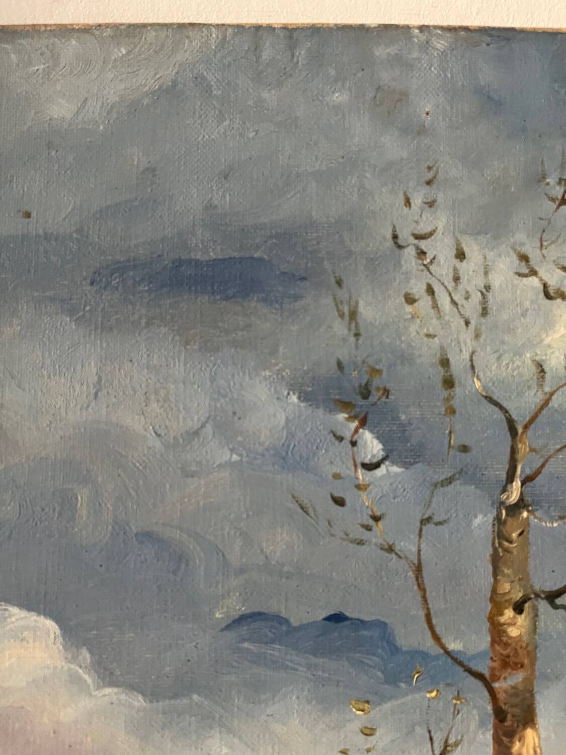 Spring landscape with tree, signed