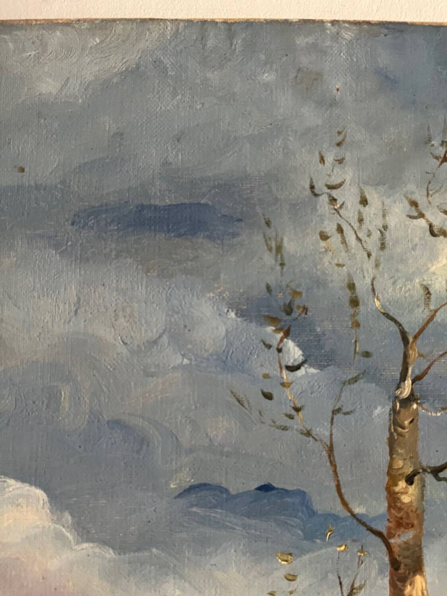 Paysage de printemps avec arbre, signé