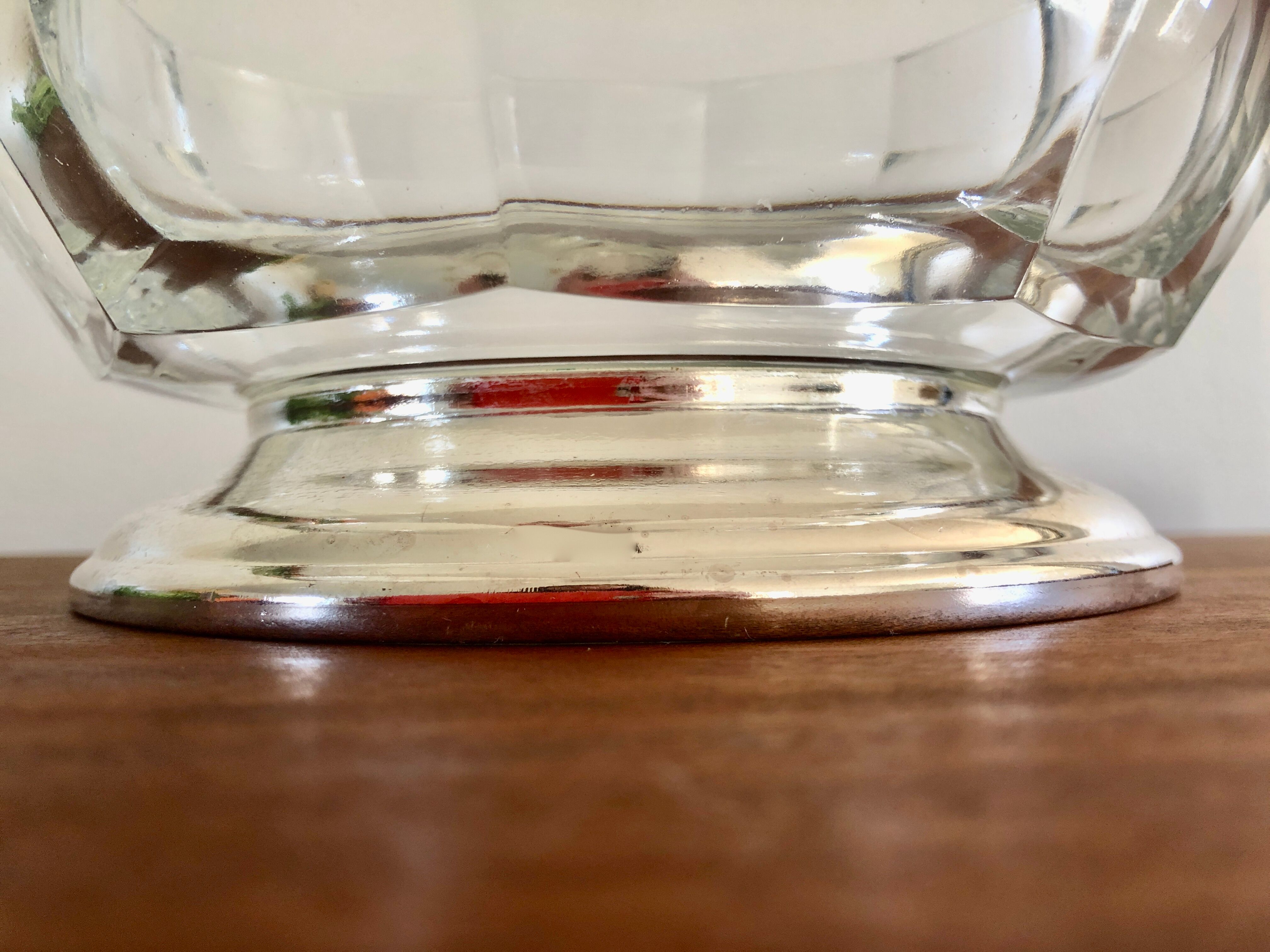 Italian salad bowl crystal silver 1970