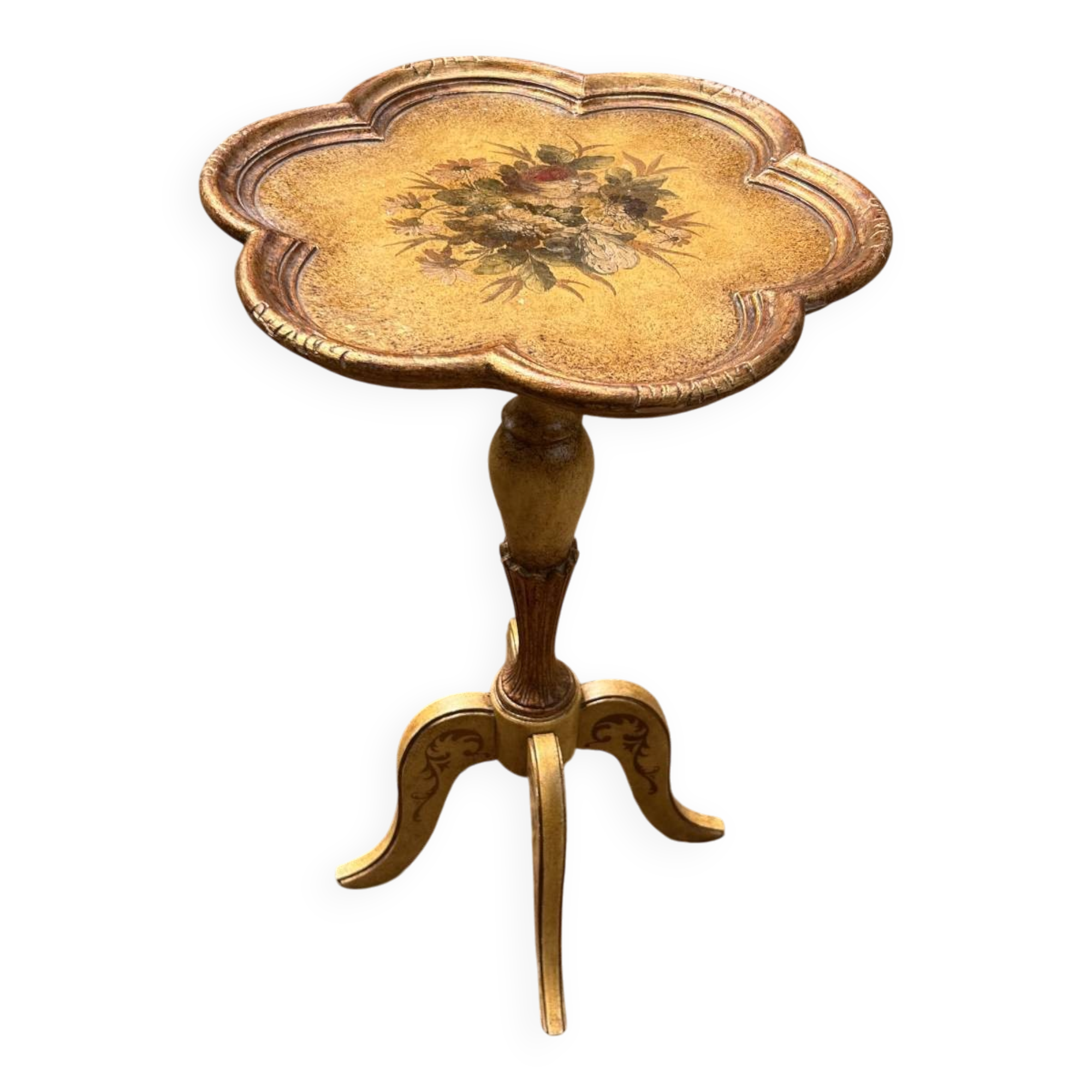 Florentine side table in gilded wood – Italy, 1950s-1960s, unusual and full of poetry.