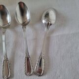 Coffret de 8 cuillères à café ou à dessert anciennes Boulenger en métal arg