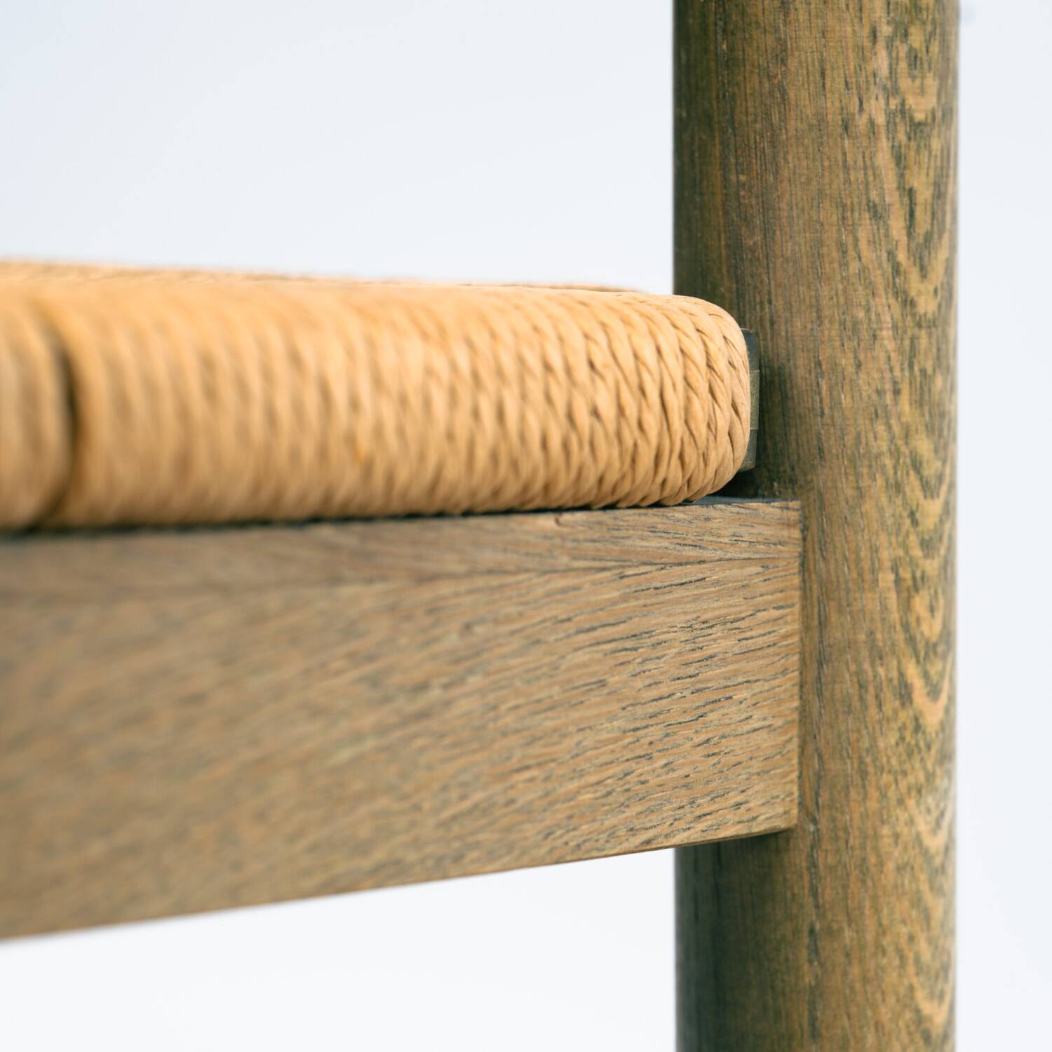 Odessa dining chairs set of 6, stained birchwood, Danish cord, 1970s