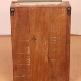 Burmese teak wall display case with original polychrome patina