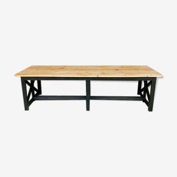 Table salle à manger établi industriel 300 cm Italie années 40