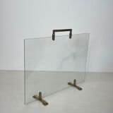 Glass and brass fire screen