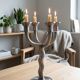 Vintage brutalist chandelier with 4 lights in brushed metal.