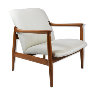 Fauteuil vintage type gfM-64 d’E.Homa années 60 velours argenté