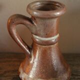 Small vintage marbled stoneware candle holder with handle