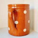Beige polka dot enameled terracotta carafe