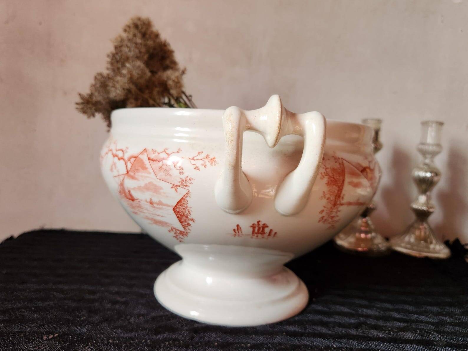 Dutch Tureen Petrus Regout Marines Series 1896 Maastricht Red Transferware