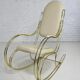 60s rocking chair in brass and ecru faux leather