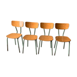 Set of 4 school chairs - wood & metal