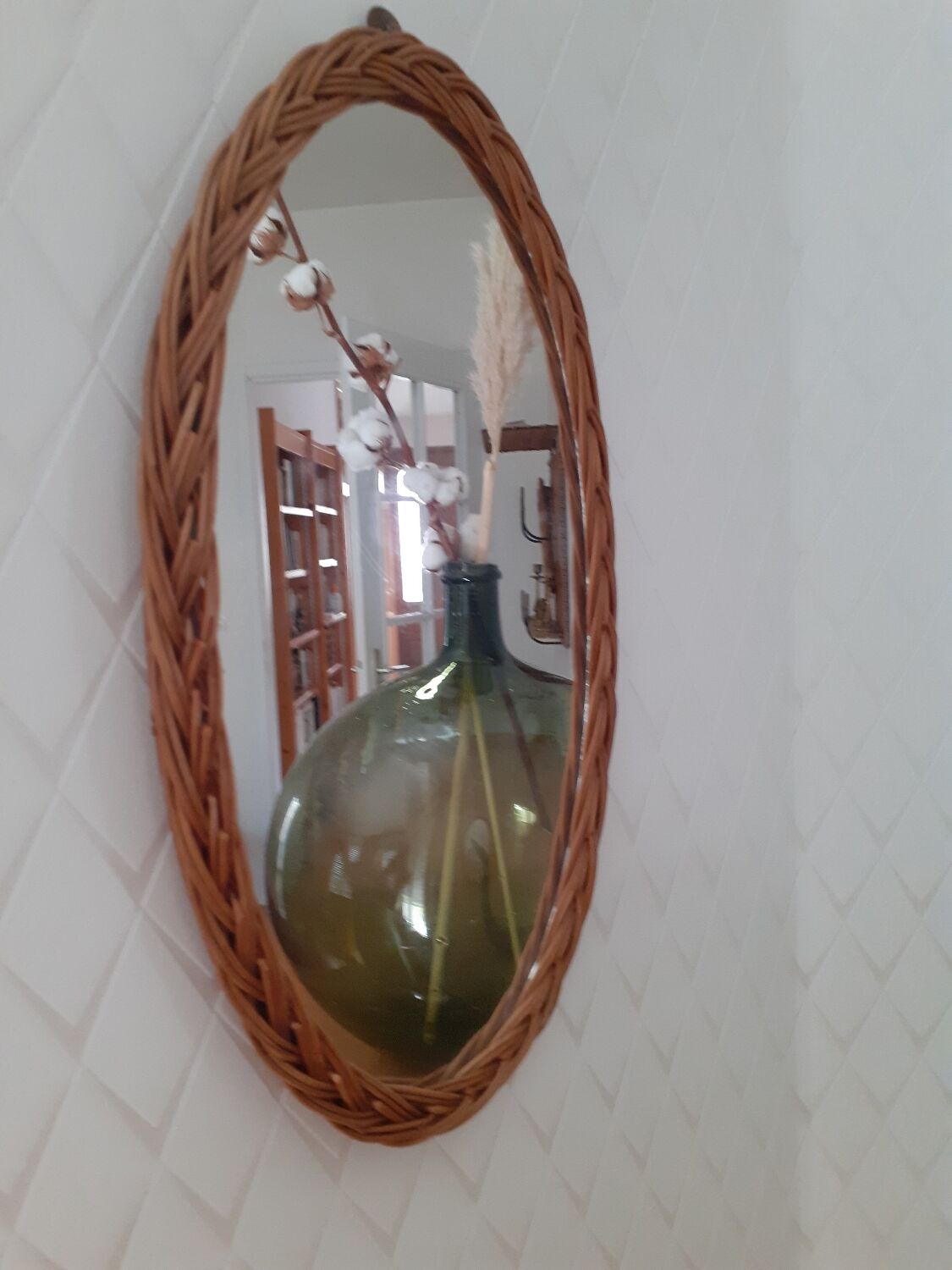 Oval wicker mirror 38 cm