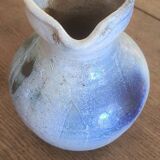 Old bulbous jug pottery vase glazed grey-blue stoneware vintage