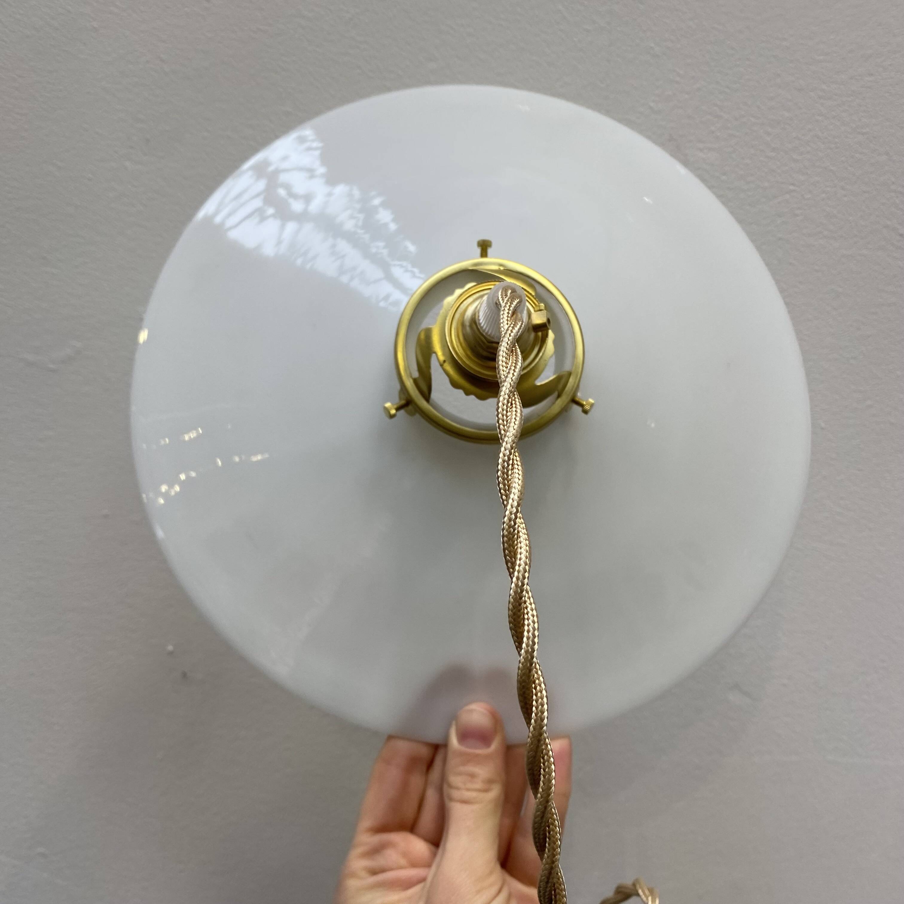 Vintage white opaline pendant light