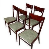 Chaises de salle à manger en bois de hêtre aux tons verts, années 1950