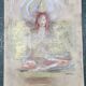 Painting signed pastel gold “Buddha woman” ZEN