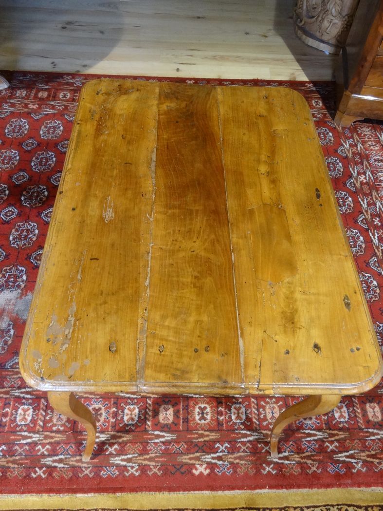 Cherry table, eighteenth century, Louis XV with two drawers