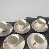 8 tasses en porcelaine fine blanche de Limoges Art déco