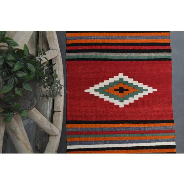 Vintage Turkish Oushak Handmade Wool Cotton Orange Runner Rug 84x262