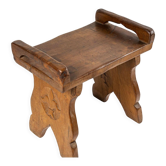 Tabouret en bois sculpté, chêne, 1950-1960