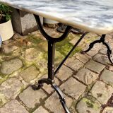 Grey marble bistro table with black cast iron ☐ 110 x 60 cm
